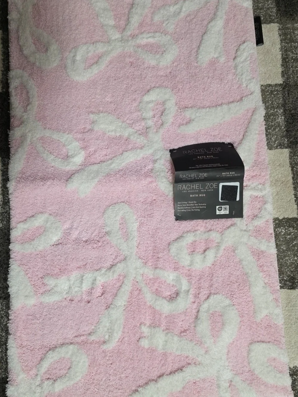 ♥️New! Rachel Zoe Pink Bow Bath Rug 21x34 Coquette Pastel Aesthetic Plush Mat.